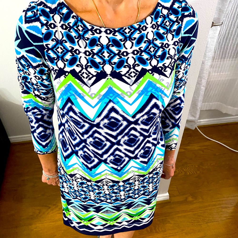 Vince Camuto Knee Long Sheath Dress SZ 6 Turquoise